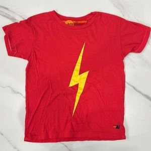 Aviator Bolt Boyfriend Tee - Red with Neon Yellow Bolt - Girls Size 12